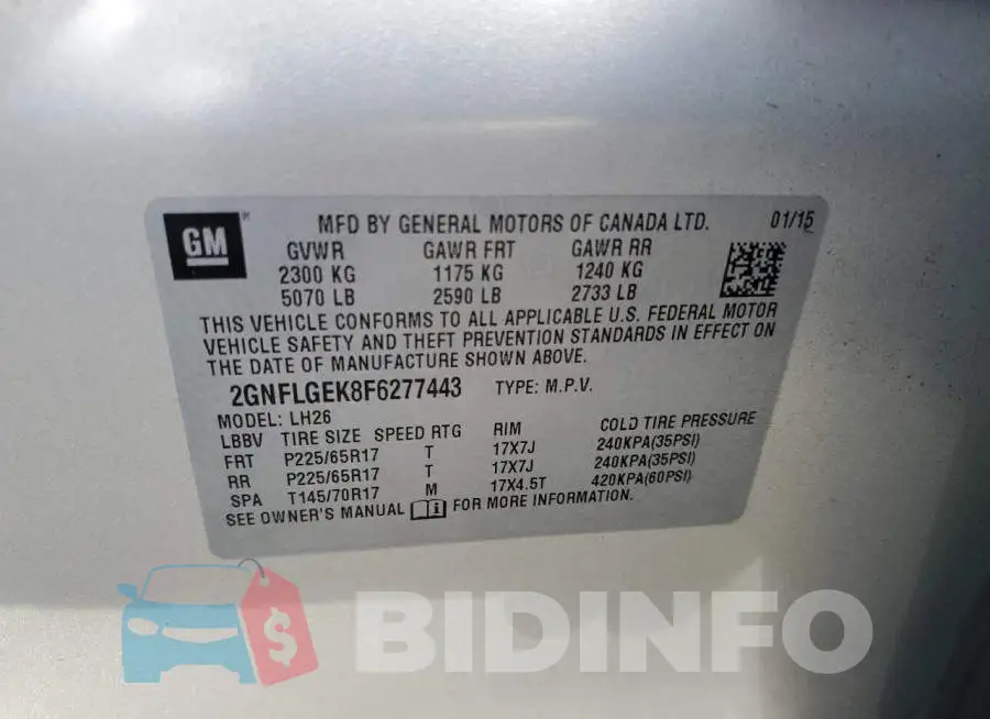 2GNFLGEK8F6277443 Photo# 13