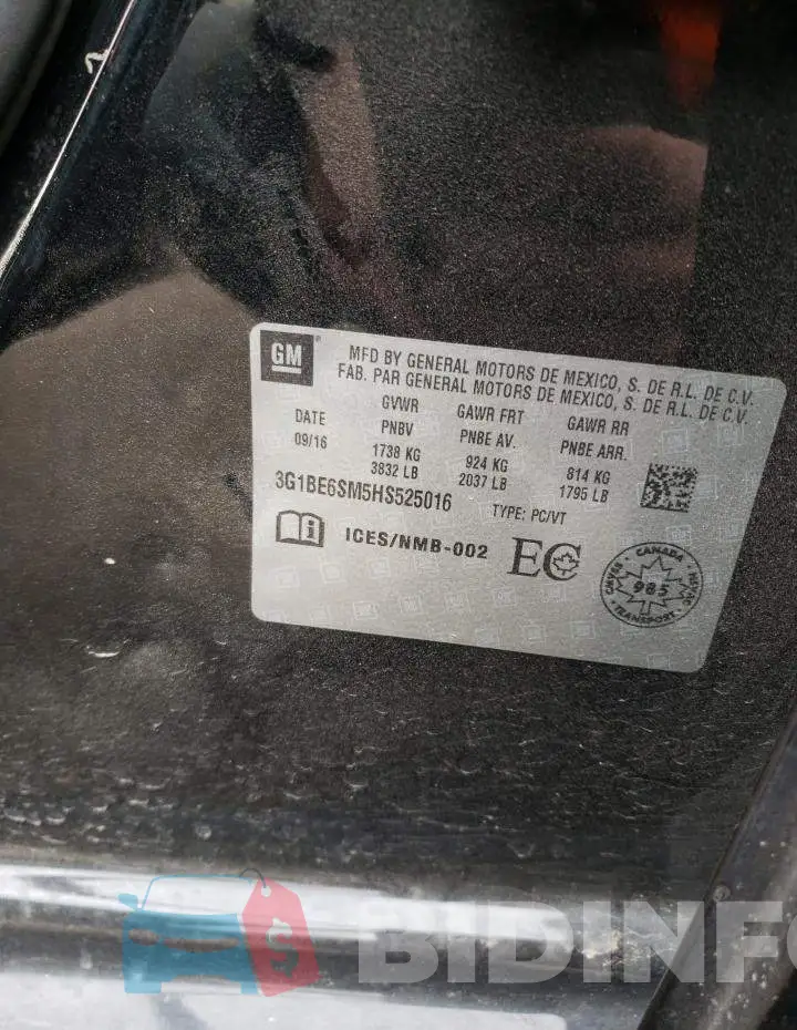 3G1BE6SM5HS525016 Photo# 10