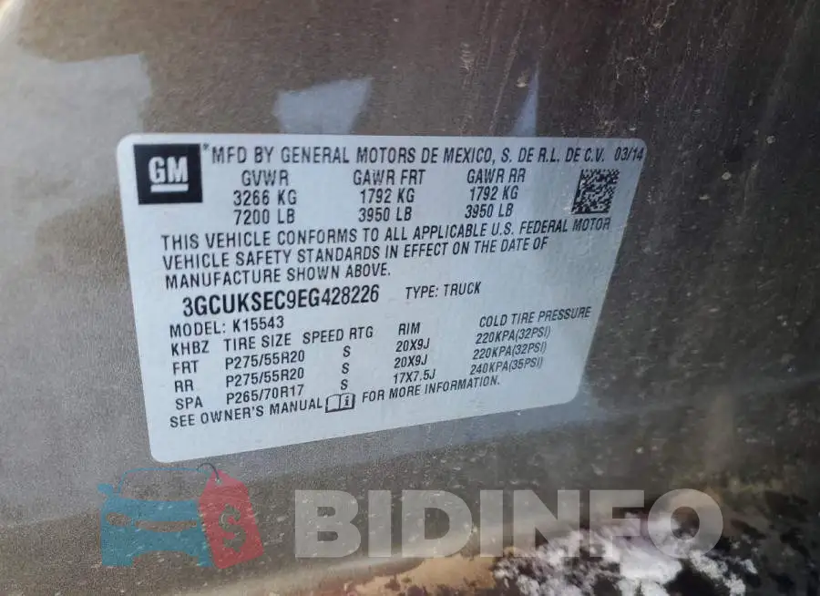 3GCUKSEC9EG428226 Photo# 12
