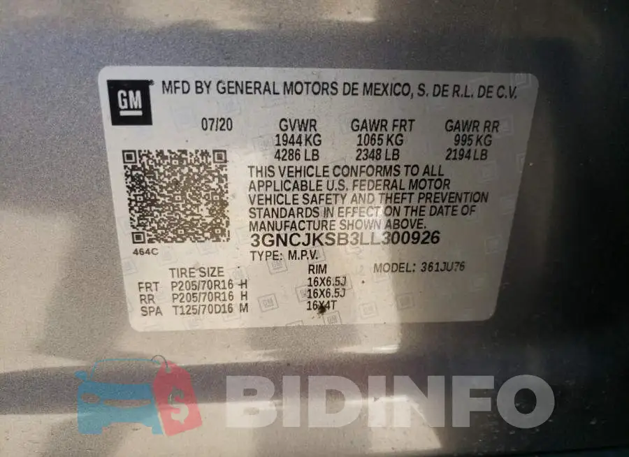 3GNCJKSB3LL300926 Photo# 13
