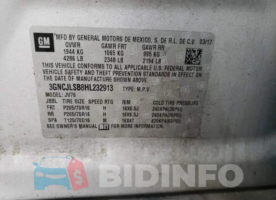 3GNCJLSB8HL232913 Photo# 12