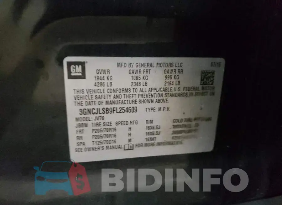 3GNCJLSB9FL254609 Photo# 13