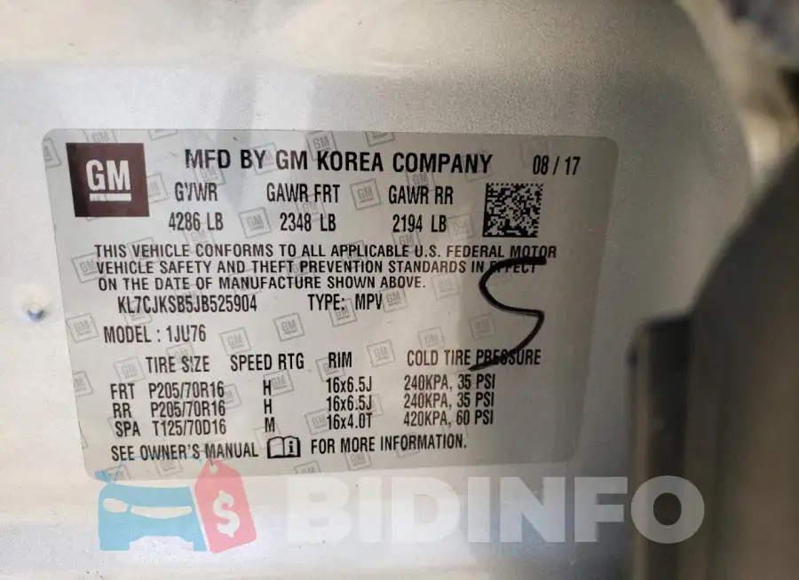 KL7CJKSB5JB525904 Photo# 10