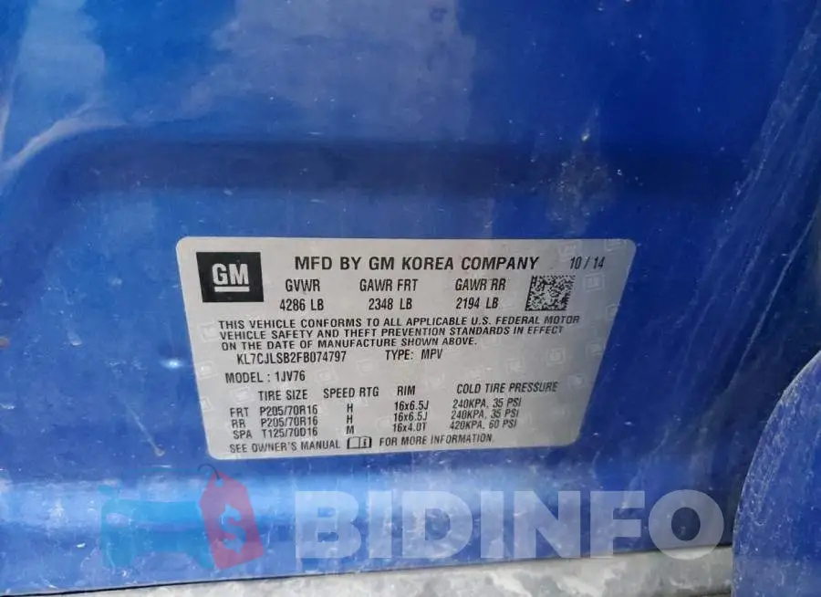 KL7CJLSB2FB074797 Photo# 13