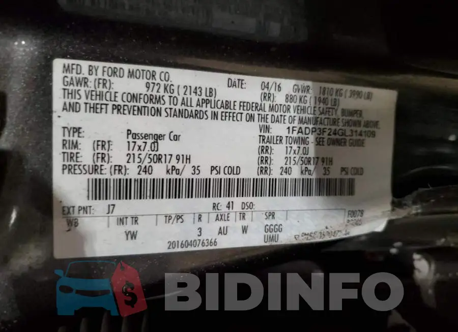 1FADP3F24GL314109 Photo# 12