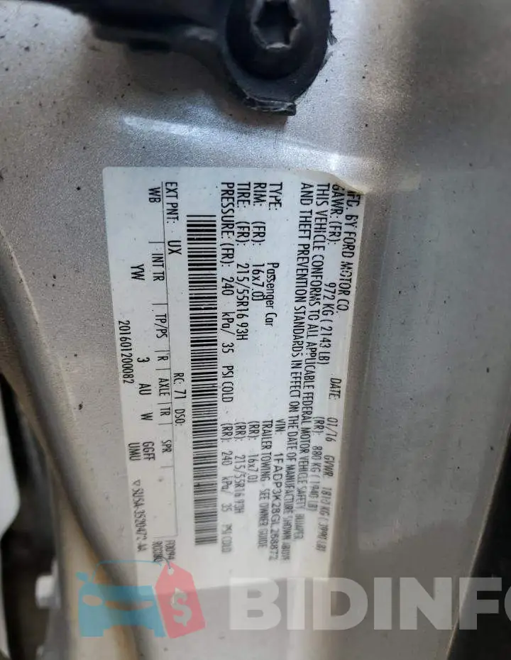 1FADP3K28GL268872 Photo# 13