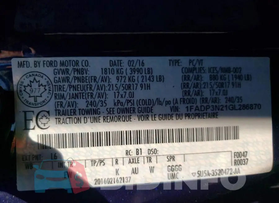 1FADP3N21GL286870 Photo# 10