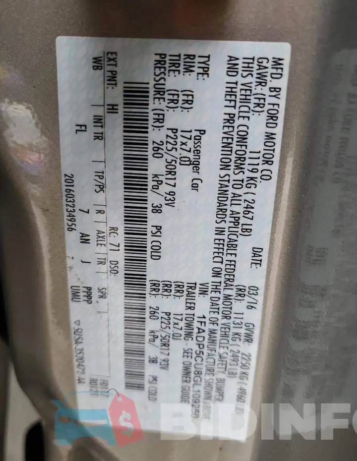 1FADP5CU8GL109250 Photo# 12