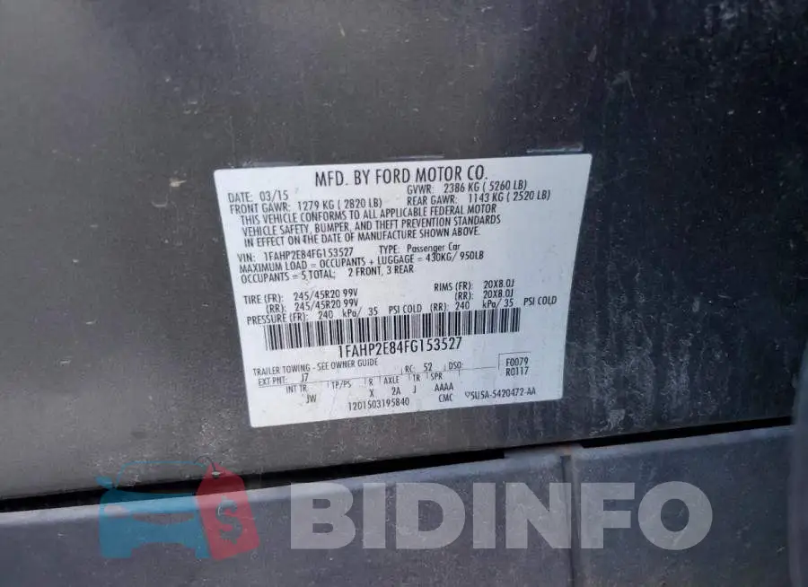 1FAHP2E84FG153527 Photo# 10