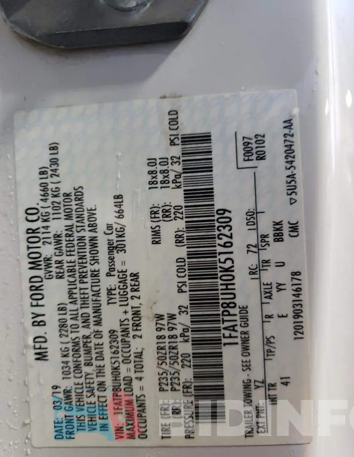 1FATP8UH0K5162309 Photo# 12