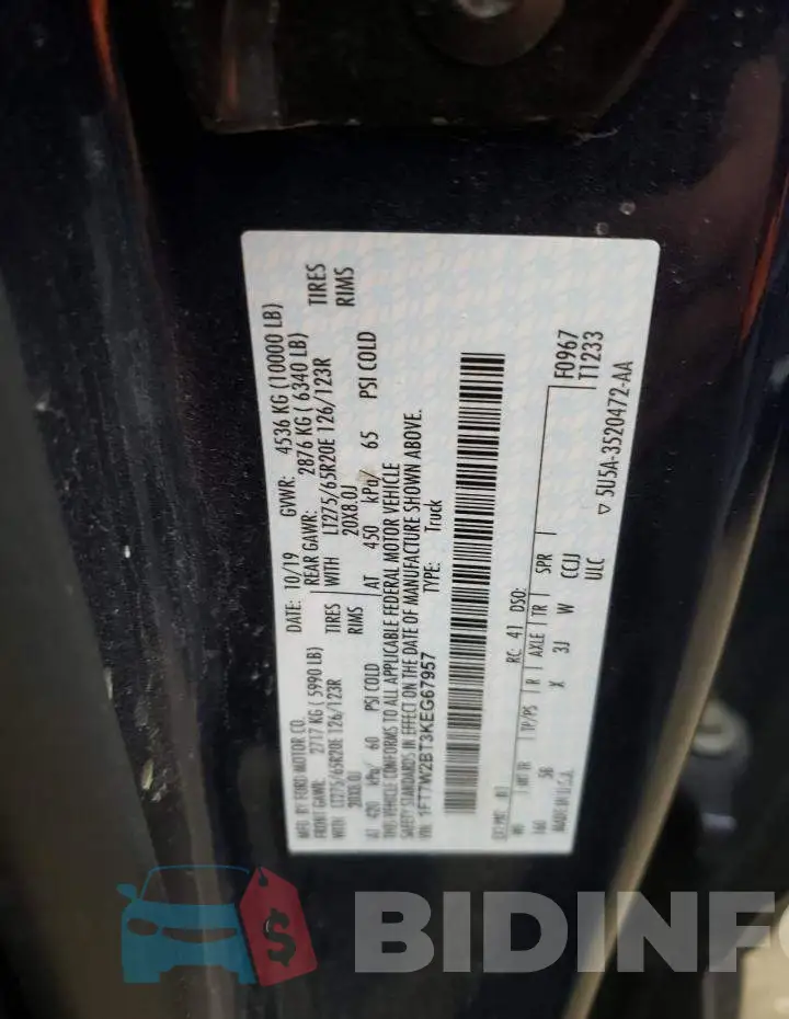 1FT7W2BT3KEG67957 Photo# 10