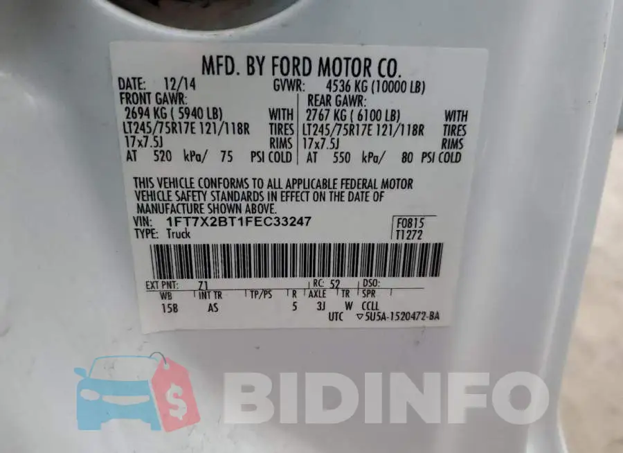 1FT7X2BT1FEC33247 Photo# 14