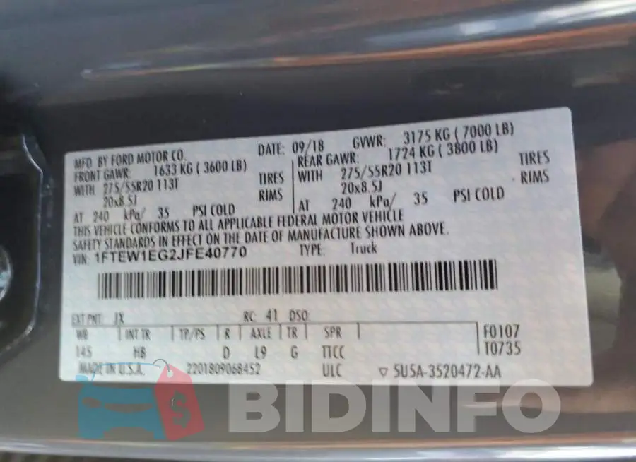 1FTEW1EG2JFE40770 Photo# 10