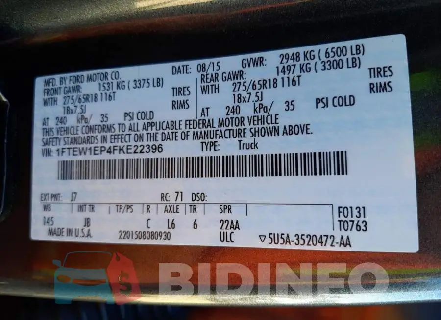 1FTEW1EP4FKE22396 Photo# 13