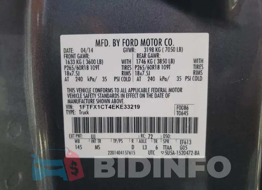 1FTFX1CT4EKE33219 Photo# 10