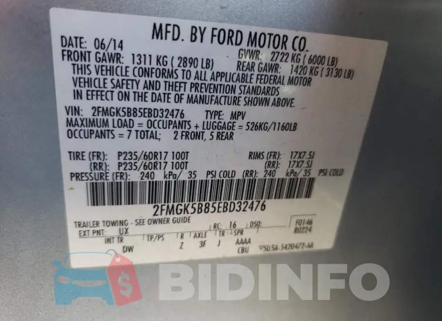 2FMGK5B85EBD32476 Photo# 13