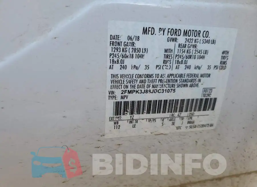 2FMPK3J88JBC31075 Photo# 10