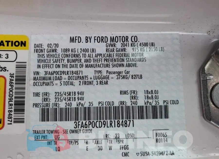 3FA6P0CD9LR184871 Photo# 13