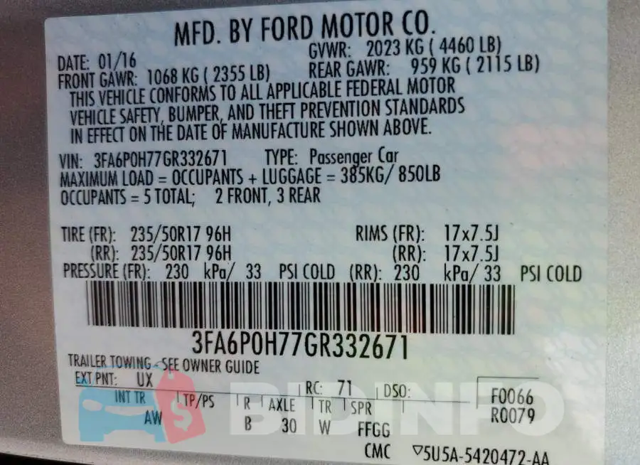 3FA6P0H77GR332671 Photo# 12