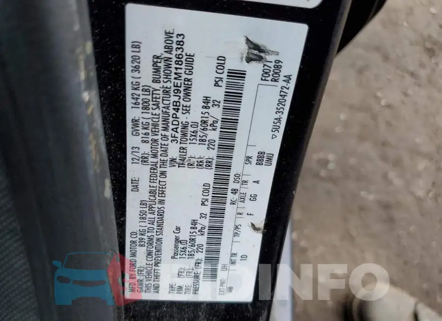 3FADP4BJ9EM186383 Photo# 12