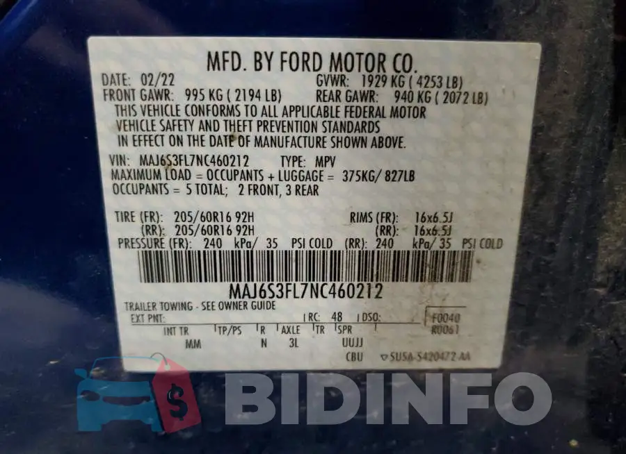 MAJ6S3FL7NC460212 Photo# 12