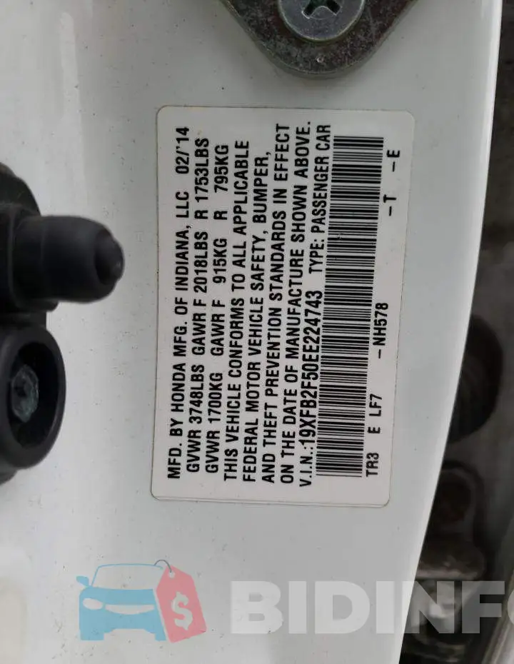 19XFB2F50EE224743 Photo# 12