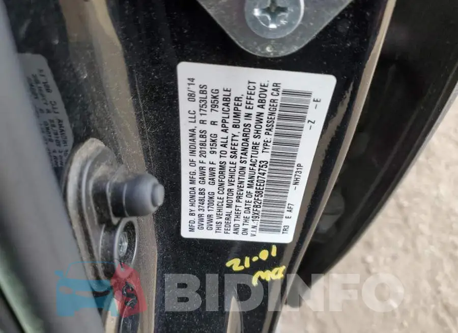 19XFB2F58EE074753 Photo# 12