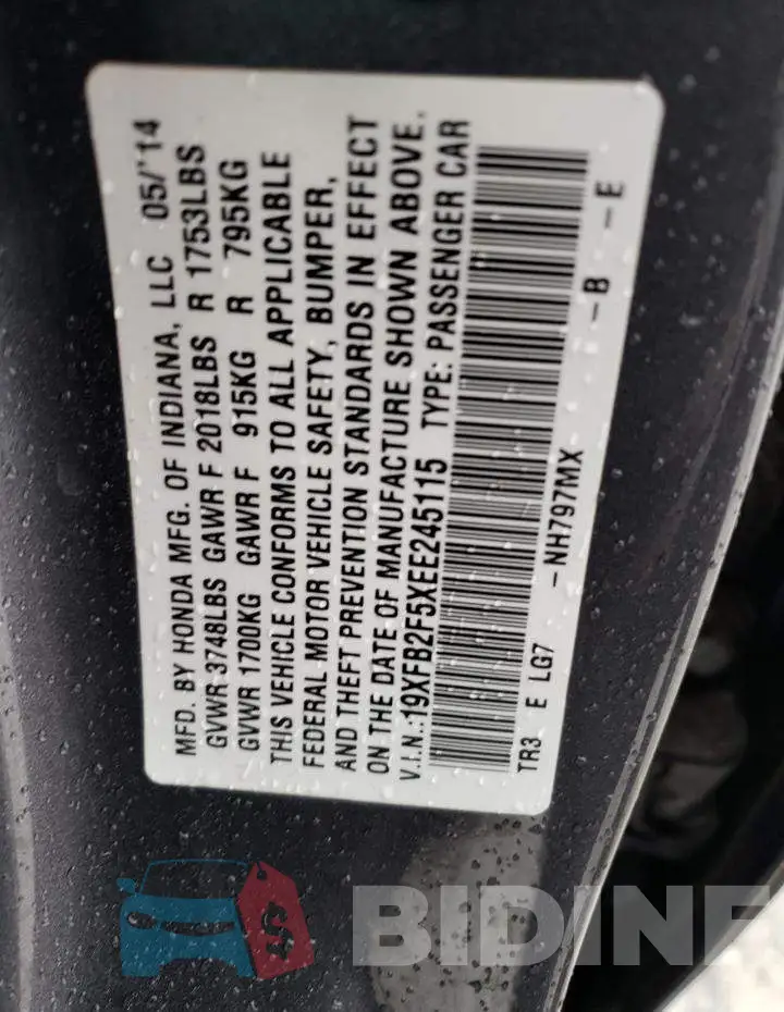 19XFB2F5XEE245115 Photo# 12
