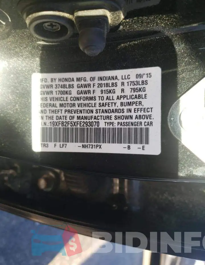 19XFB2F5XFE293070 Photo# 12