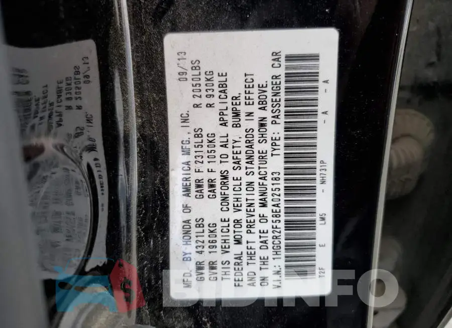 1HGCR2F58EA025183 Photo# 12