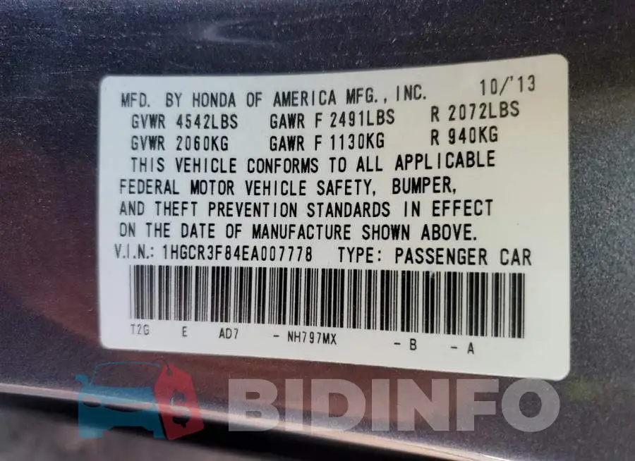 1HGCR3F84EA007778 Photo# 12