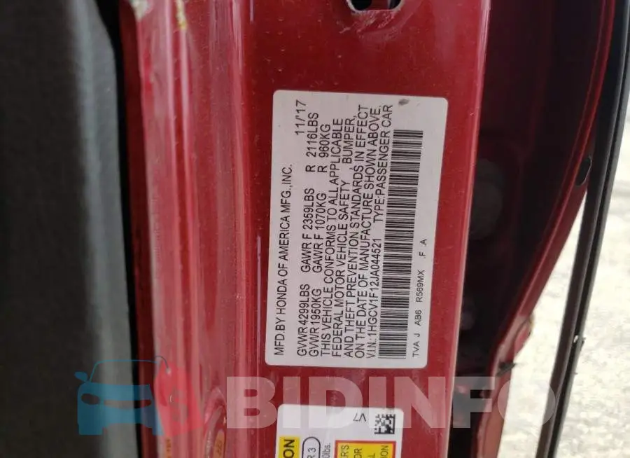 1HGCV1F12JA044521 Photo# 12