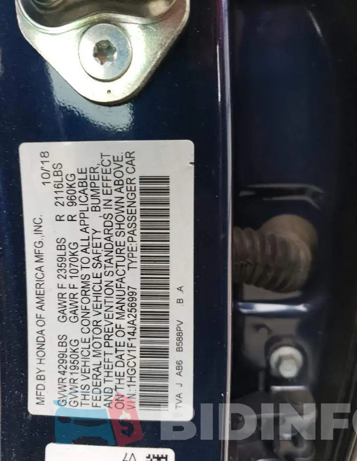 1HGCV1F14JA256997 Photo# 12
