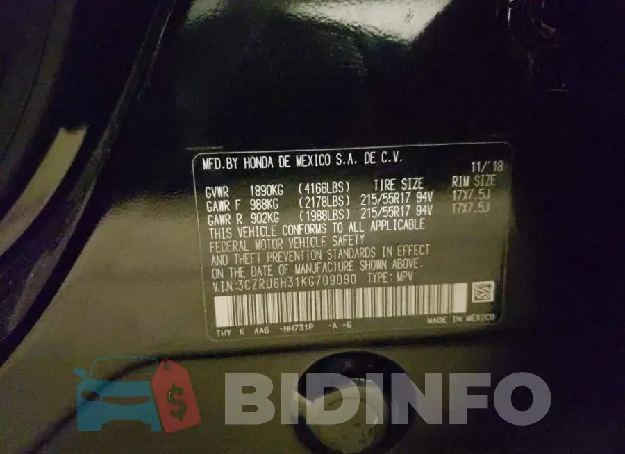 3CZRU6H31KG709090 Photo# 14