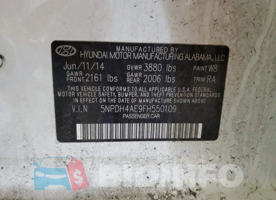 5NPDH4AE9FH550109 Photo# 10