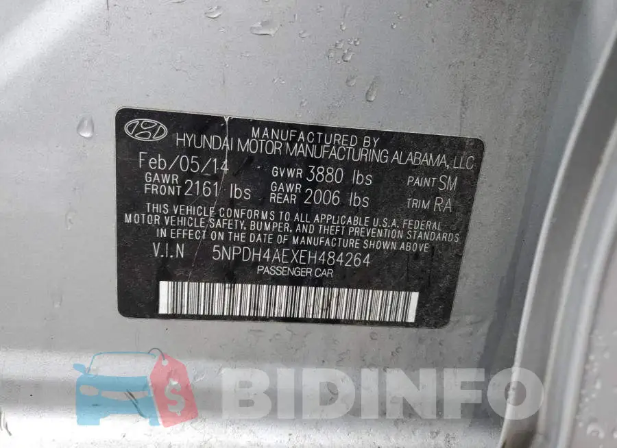 5NPDH4AEXEH484264 Photo# 13