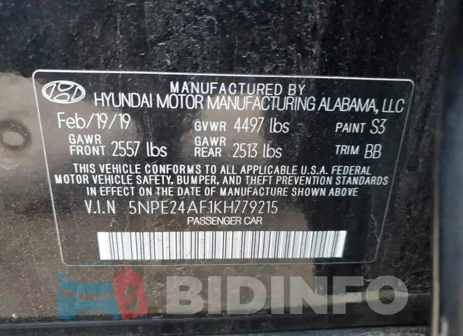5NPE24AF1KH779215 Photo# 12