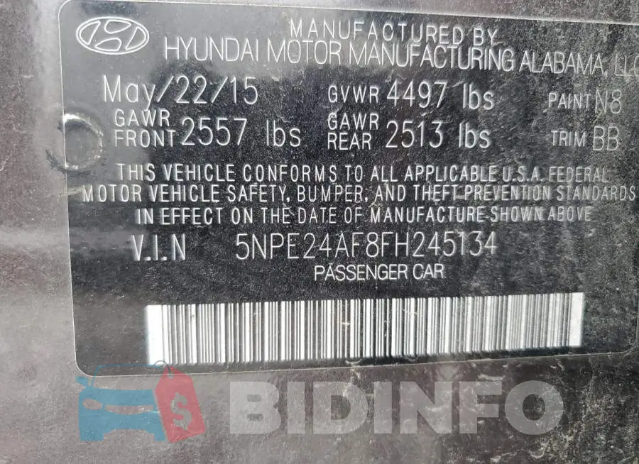 5NPE24AF8FH245134 Photo# 12