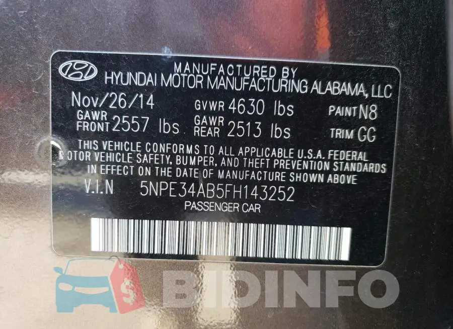 5NPE34AB5FH143252 Photo# 13