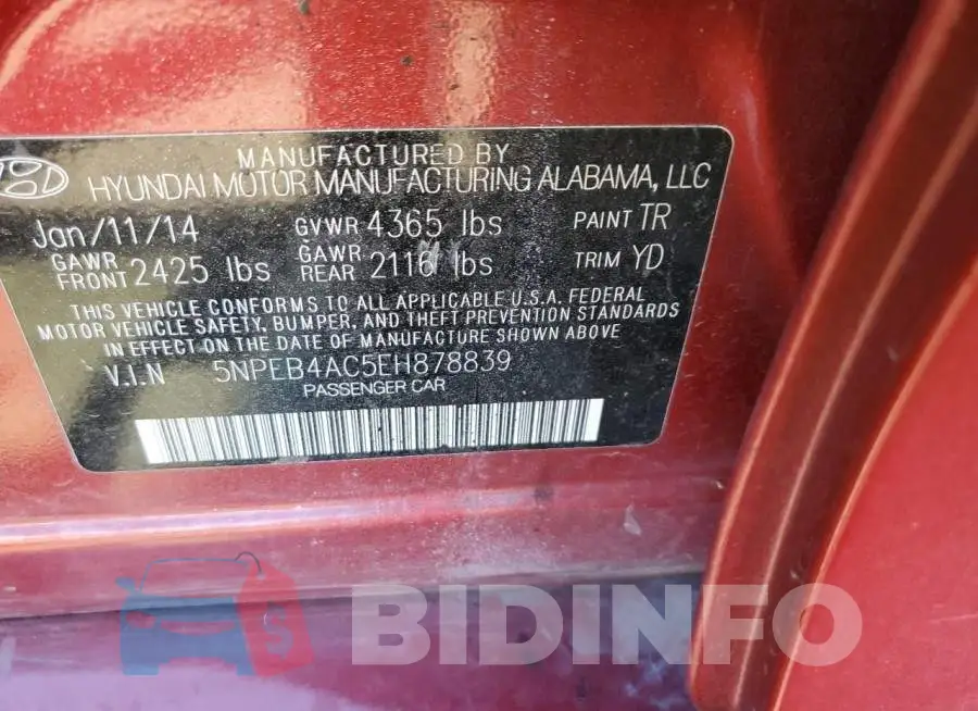 5NPEB4AC5EH878839 Photo# 10