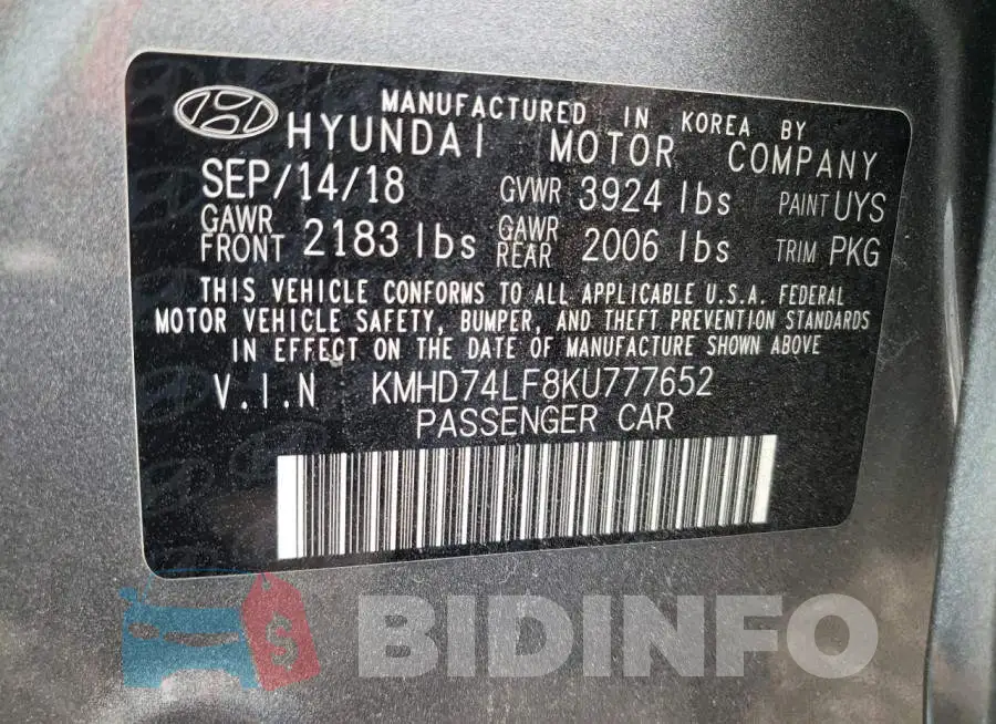 KMHD74LF8KU777652 Photo# 10