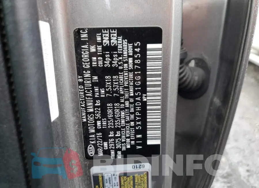 5XYPHDA51GG178545 Photo# 13
