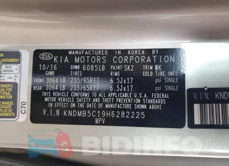 KNDMB5C19H6282225 Photo# 10
