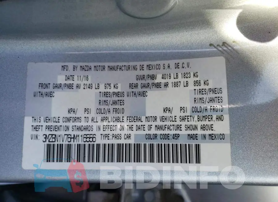 3MZBN1V76HM116556 Photo# 12
