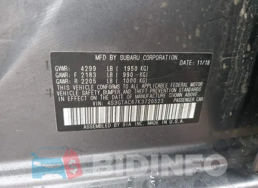 4S3GTAC67K3720523 Photo# 12