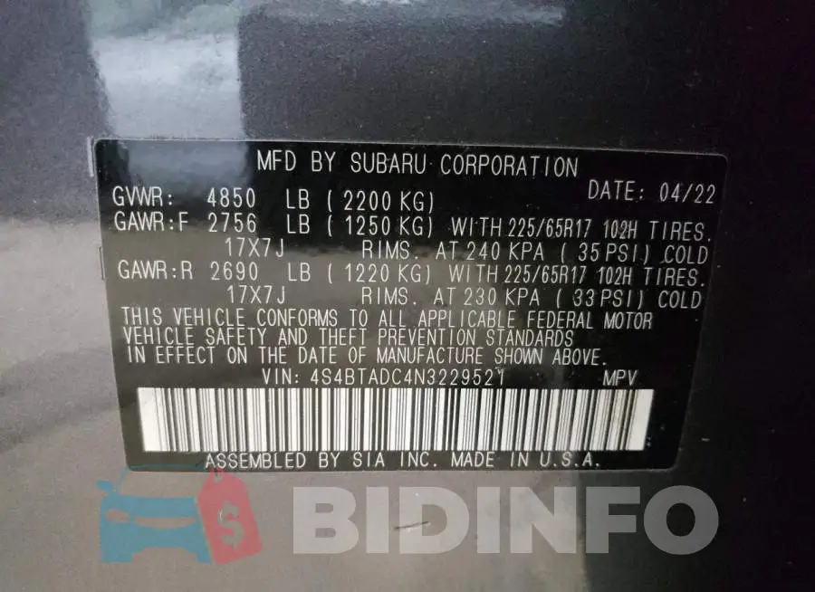 4S4BTADC4N3229521 Photo# 10