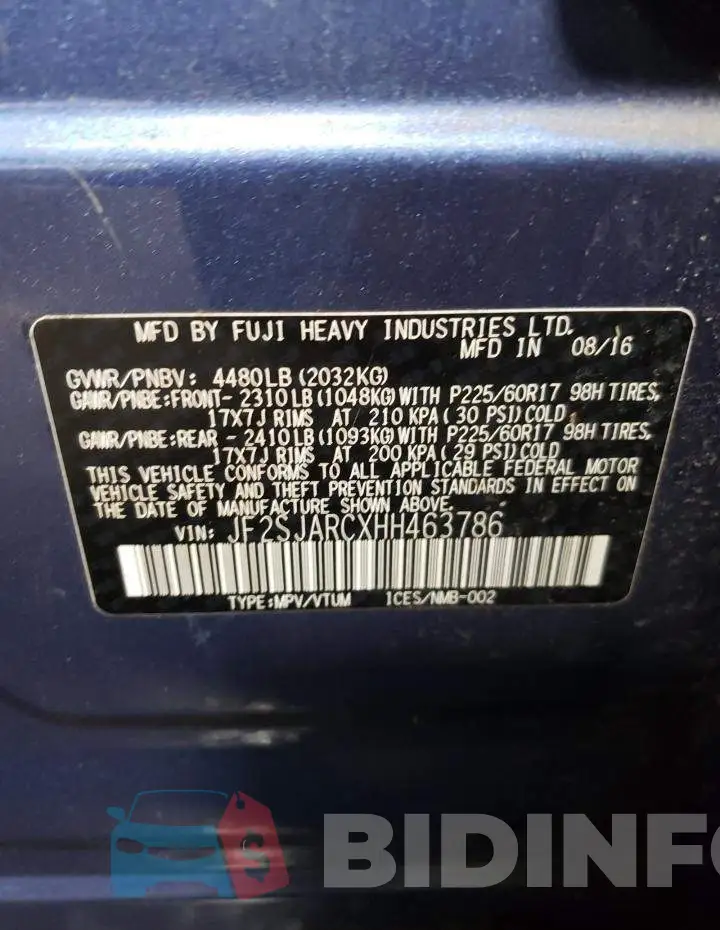 JF2SJARCXHH463786 Photo# 12