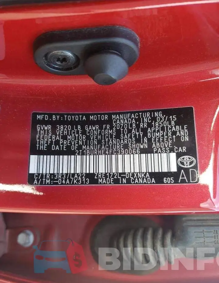 2T1BURHE4FC390066 Photo# 10