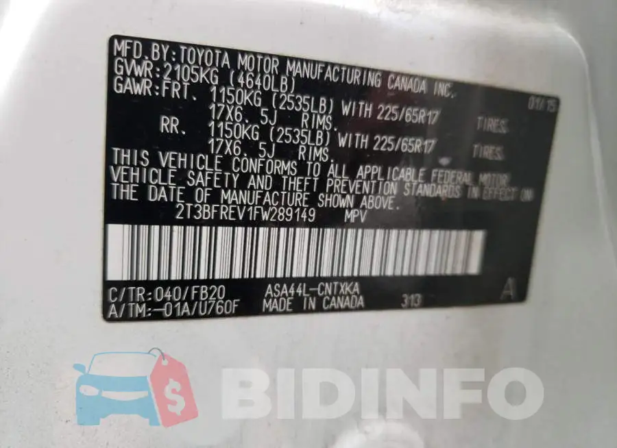 2T3BFREV1FW289149 Photo# 12