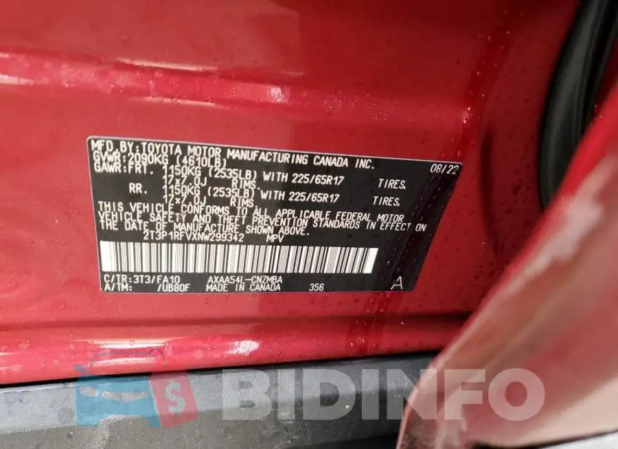 2T3P1RFVXNW299342 Photo# 10